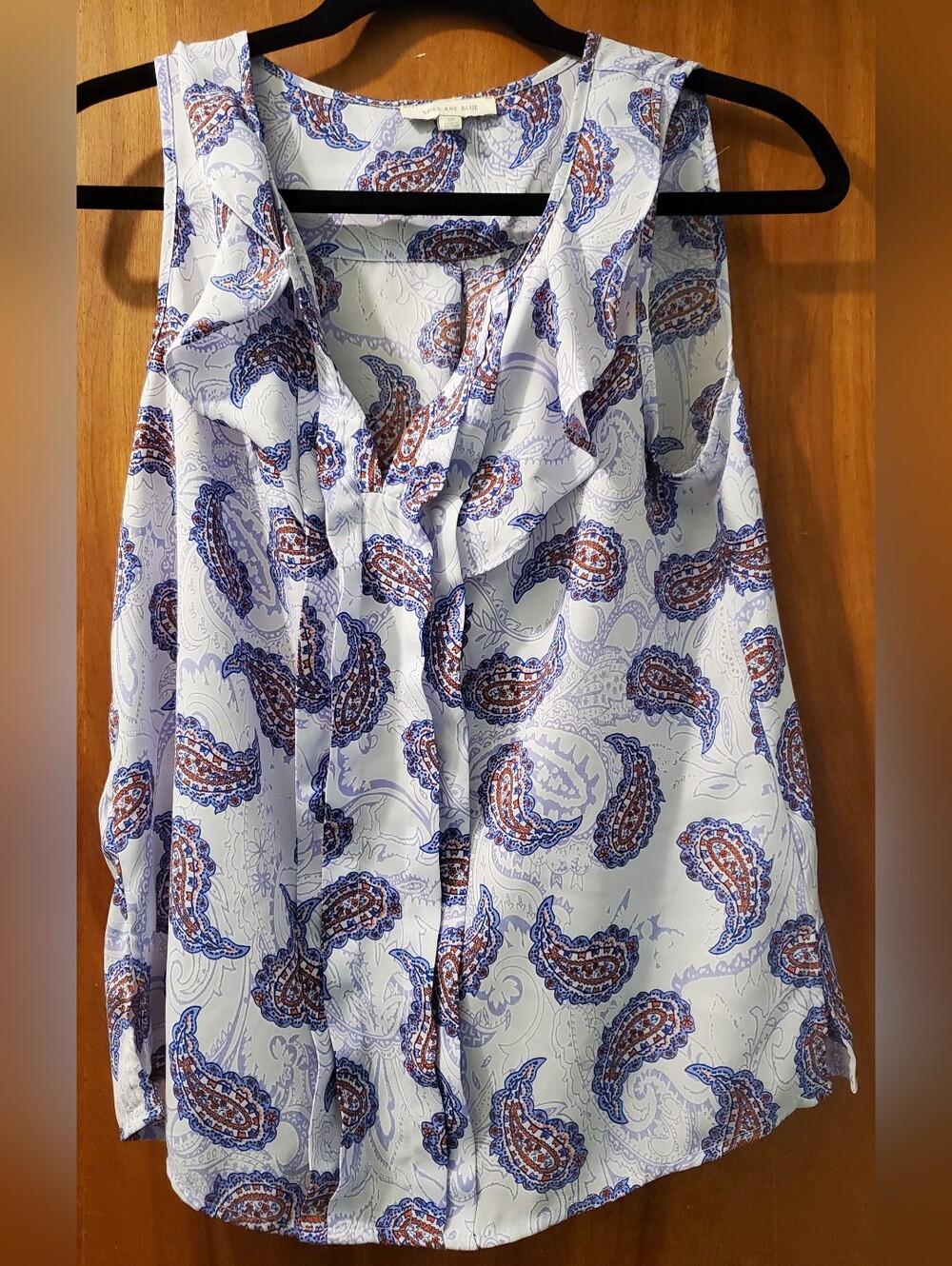 Skies Are Blue Blue and White Paisley Blouse